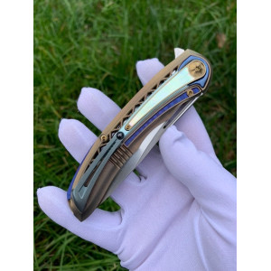 ВОЯДЖЕР (Voyager) ексклюзивний складний ніж ручної роботи KUSTOM KNIVES - Лезо Damasteel® RWL-34™ 61-62 HRC. Photo 2